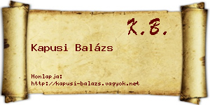 Kapusi Balázs névjegykártya
